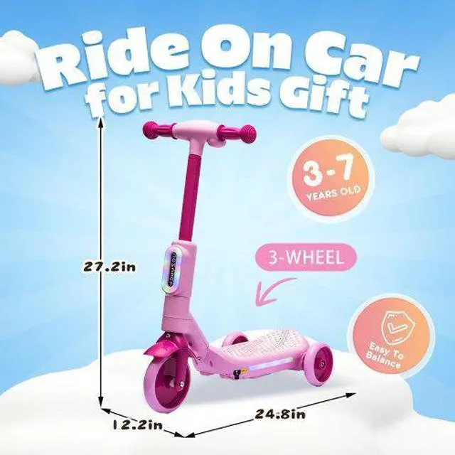 Alt view image 5 of 7 - taoruifang 2 in1 Kids Ride On Three-Wheel Balance Electric Scooter,Toy for kids,Tail Color Lights W/Spray,Wider Pedal,PU Wheels For Effective Floor Protection,Independent Light Switch With Music pink