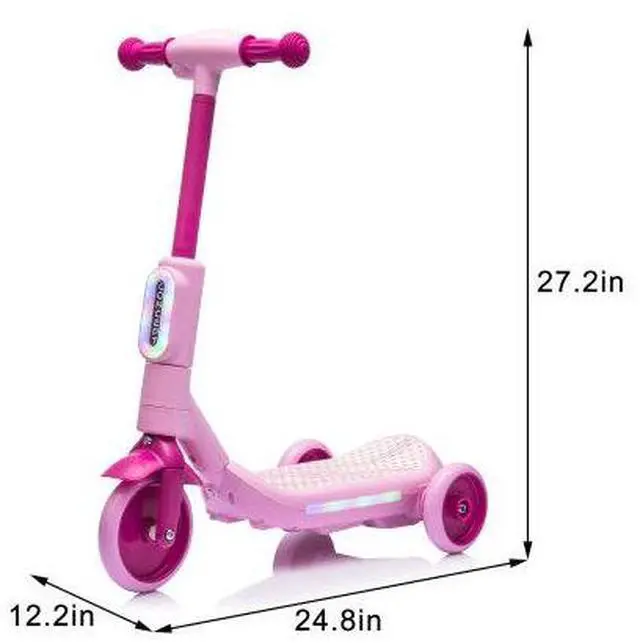 Alt view image 2 of 7 - taoruifang 2 in1 Kids Ride On Three-Wheel Balance Electric Scooter,Toy for kids,Tail Color Lights W/Spray,Wider Pedal,PU Wheels For Effective Floor Protection,Independent Light Switch With Music pink