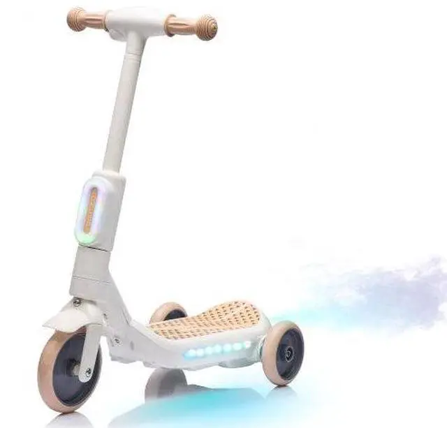 Alt view image 3 of 7 - taoruifang 2 in1 Kids Ride On Three-Wheel Balance Electric Scooter,Toy for kids,Tail Color Lights W/Spray,Wider Pedal,PU Wheels For Effective Floor Protection,Independent Light Switch With Music white