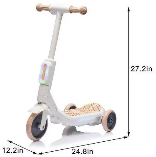 Alt view image 5 of 7 - taoruifang 2 in1 Kids Ride On Three-Wheel Balance Electric Scooter,Toy for kids,Tail Color Lights W/Spray,Wider Pedal,PU Wheels For Effective Floor Protection,Independent Light Switch With Music white