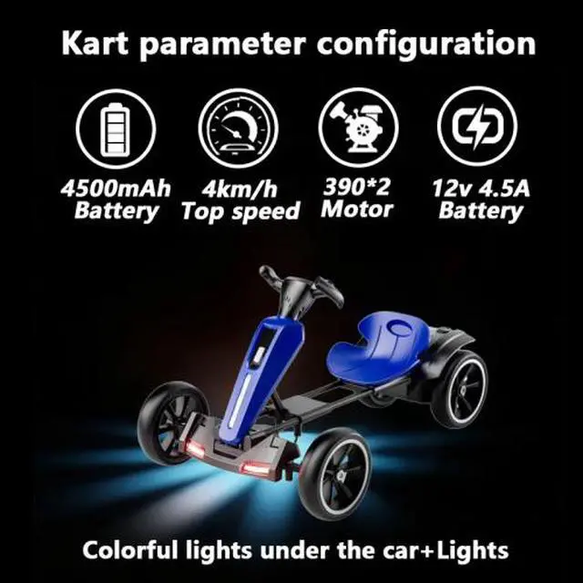 Alt view image 6 of 7 - taoruifang 12V electric Kids Pedal Go Kart, Folder Go Kart, Outdoor Ride on Toy with Adjustable Seat, 4 Non-Slip EVA Wheels for Boys and Girls Aged 3-8 Years Old blue