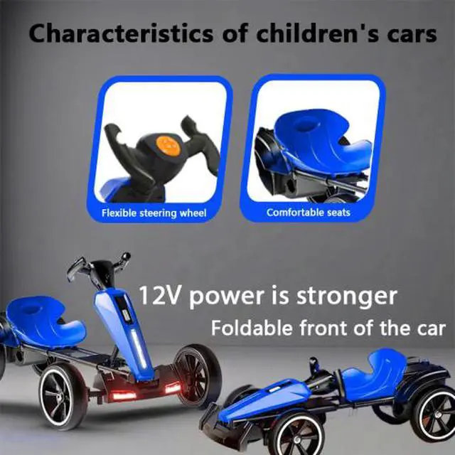 Alt view image 7 of 7 - taoruifang 12V electric Kids Pedal Go Kart, Folder Go Kart, Outdoor Ride on Toy with Adjustable Seat, 4 Non-Slip EVA Wheels for Boys and Girls Aged 3-8 Years Old blue