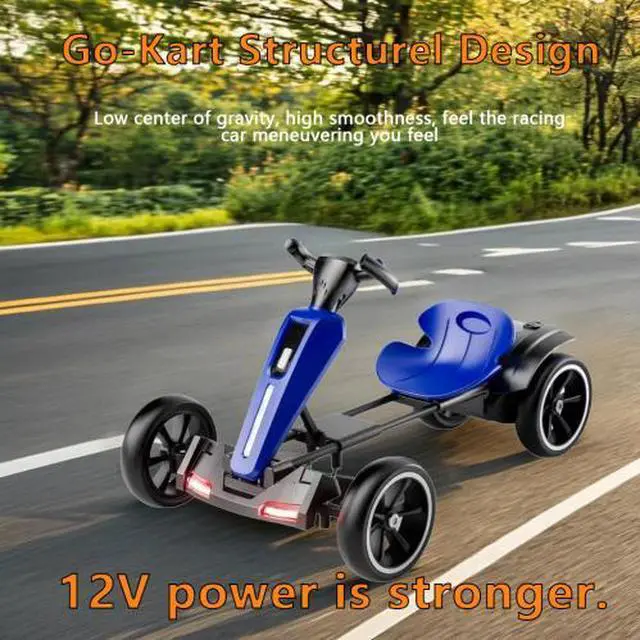 Alt view image 2 of 7 - taoruifang 12V electric Kids Pedal Go Kart, Folder Go Kart, Outdoor Ride on Toy with Adjustable Seat, 4 Non-Slip EVA Wheels for Boys and Girls Aged 3-8 Years Old blue