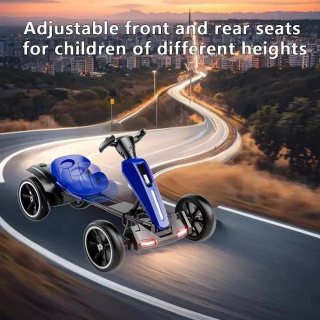 Alt view image 4 of 7 - taoruifang 12V electric Kids Pedal Go Kart, Folder Go Kart, Outdoor Ride on Toy with Adjustable Seat, 4 Non-Slip EVA Wheels for Boys and Girls Aged 3-8 Years Old blue