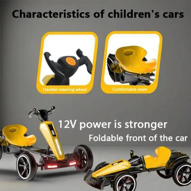 Alt view image 7 of 7 - taoruifang 12V electric Kids Pedal Go Kart, Folder Go Kart, Outdoor Ride on Toy with Adjustable Seat, 4 Non-Slip EVA Wheels for Boys and Girls Aged 3-8 Years Old yellow