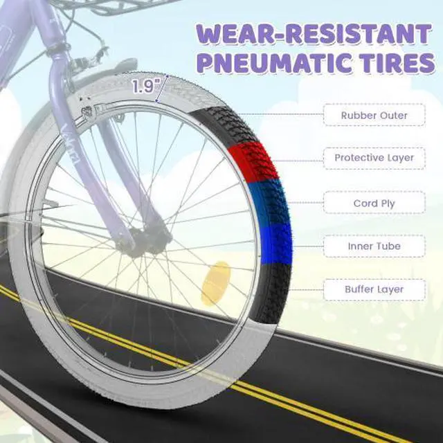 Alt view image 4 of 7 - taoruifang 20 Inch Kids Bike for Boys & Girls, Children's Bicycle with Coaster Brake & V-Brake, 1-Speed, Chain Guard & Rear Rack, Lightweight Steel Frame light camel