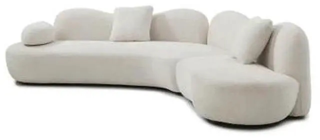 Alt view image 7 of 7 - taoruifang Modern Sectional Curved Sofa, White Boucle 5-Seater Modular Sofa Couch, Non-Compressed Upholstered Sofa with Solid Wood Frame with Unique Butterfly Backrest for Living Room, Bedroom