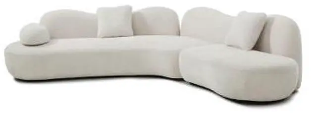 Alt view image 4 of 7 - taoruifang Modern Sectional Curved Sofa, White Boucle 5-Seater Modular Sofa Couch, Non-Compressed Upholstered Sofa with Solid Wood Frame with Unique Butterfly Backrest for Living Room, Bedroom