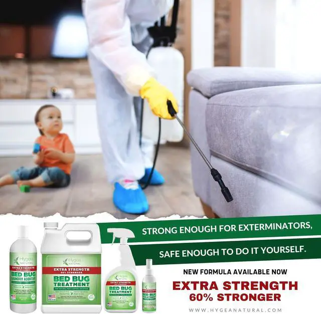 Alt view image 2 of 5 - Bed Bug Spray Extra Strength by Hygea Natural 128OZ (Gallon Refill) Treat Bed Bugs, dust Mites, lice, Fleas - Stain & Scent Free Treatment  Natural Formula - Child & Pet Safe