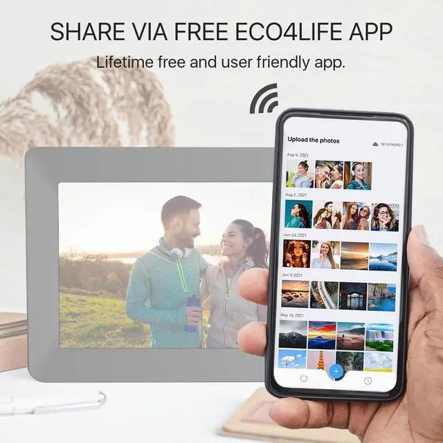 Alt view image 7 of 16 - Eco4Life 10.1" WiFi Digital Picture Frame with Photo/Video Sharing