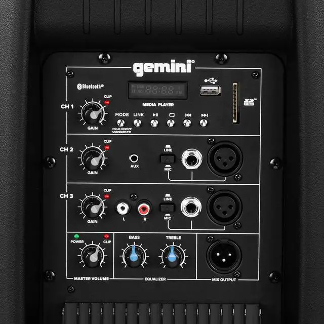 Alt view image 6 of 12 - Gemini AS-2115BT 2000 WATT 15” Active Bluetooth Loudspeaker