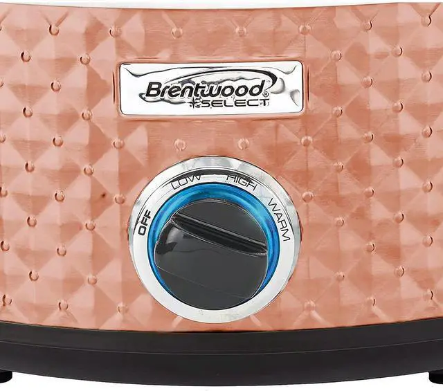 Alt view image 6 of 6 - Brentwood SC-157C Diamond Pattern Slow Cooker, 7 Quart - Copper