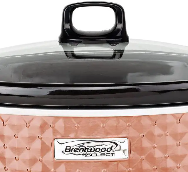 Alt view image 4 of 6 - Brentwood SC-157C Diamond Pattern Slow Cooker, 7 Quart - Copper