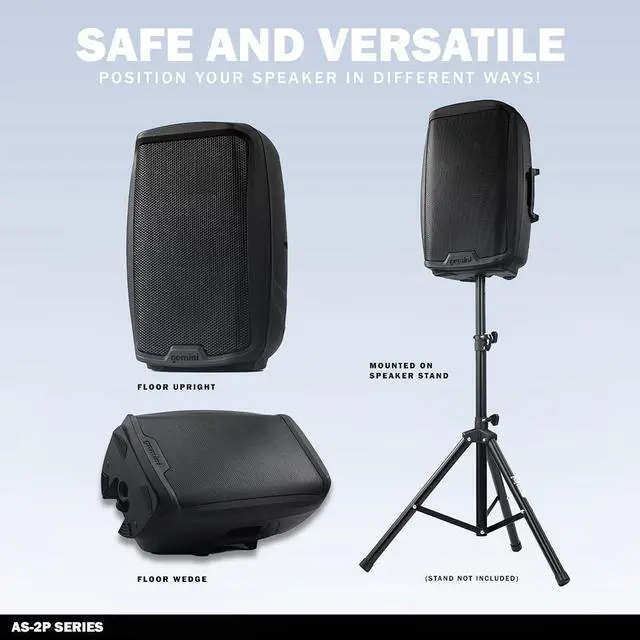 Alt view image 3 of 12 - Gemini Sound 2-Channel Power Speaker with Handles - 1500W