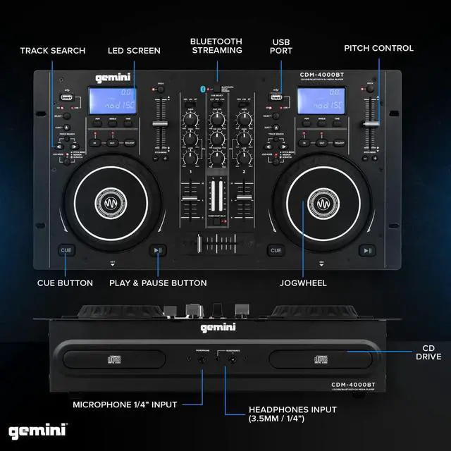 Alt view image 4 of 20 - Gemini Sound Pro StandAlone DJ Dual Deck Media Player Mixer