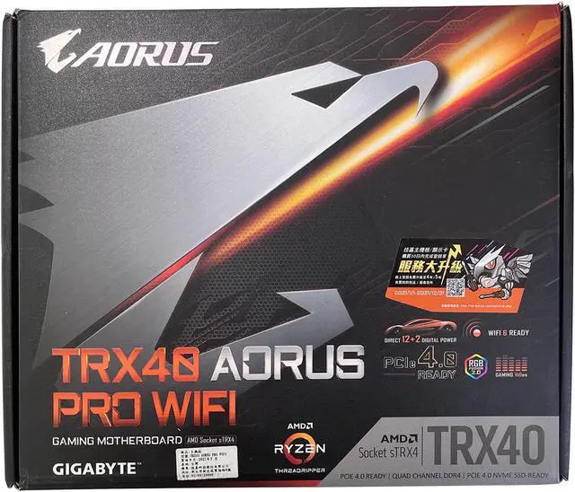 Alt view image 2 of 9 - GIGABYTE TRX40 AORUS PRO WIFI sTRX4 AMD TRX40 SATA 6Gb/s ATX AMD Motherboard