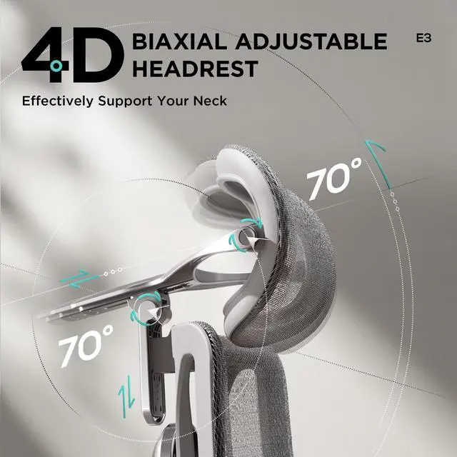 Alt view image 5 of 7 - Hbada E3 Ergonomic Office Chair Pro with Dynamic Lumbar Support, 4D Adjustable Headrest for Home Office Chair, 6D Adjustable Armrests Desk Chair, Swivel Big and Tall Computer Chair, Gray