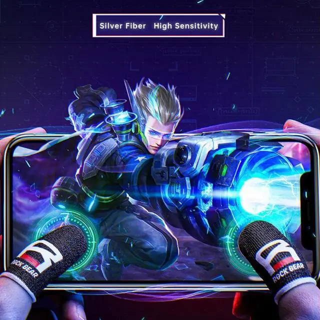 Alt view image 4 of 7 - ROCK i27 Super Conductive Silver Fiber Anti-sweat Sensitive Touch Gaming Finger Cover for Thumb / Index Finger