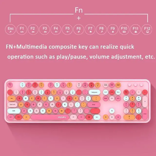 Alt view image 3 of 6 - Mofii Sweet Wireless Keyboard And Mouse Set Girls Punk Keyboard Office Set, Colour: Green Mixed