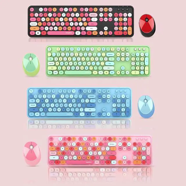 Alt view image 6 of 6 - Mofii Sweet Wireless Keyboard And Mouse Set Girls Punk Keyboard Office Set, Colour: Green Mixed