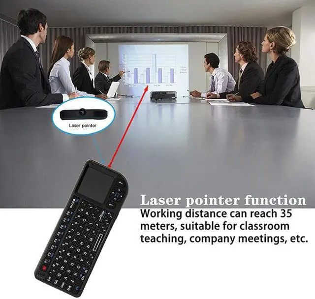 Alt view image 2 of 5 - A8 Mini Wireless Mouse And Keyboard With Laser Touchpad Keyboard, Colour: English White Backlight