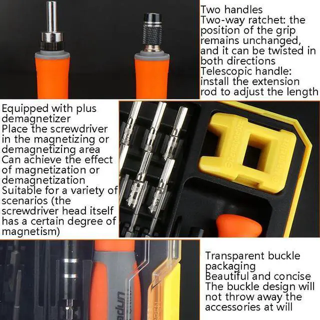 Alt view image 4 of 6 - Obadun 9802 31 in 1 Screwdriver Set Tool Computer Clock Precision Multi-Function Repair Tool, Series: Ratchet Handle
