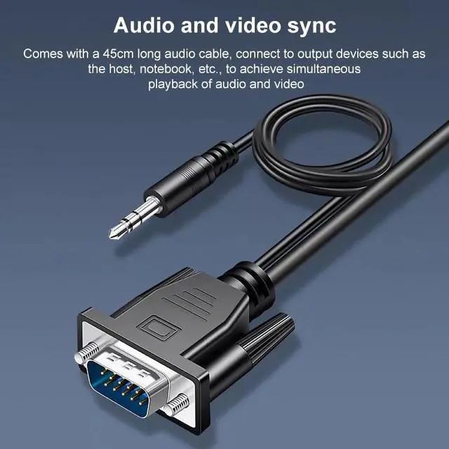 Alt view image 4 of 7 - HDCO-VGAM2 1080P VGA Male to HDMI Female Converter with 3.5mm Audio Cable