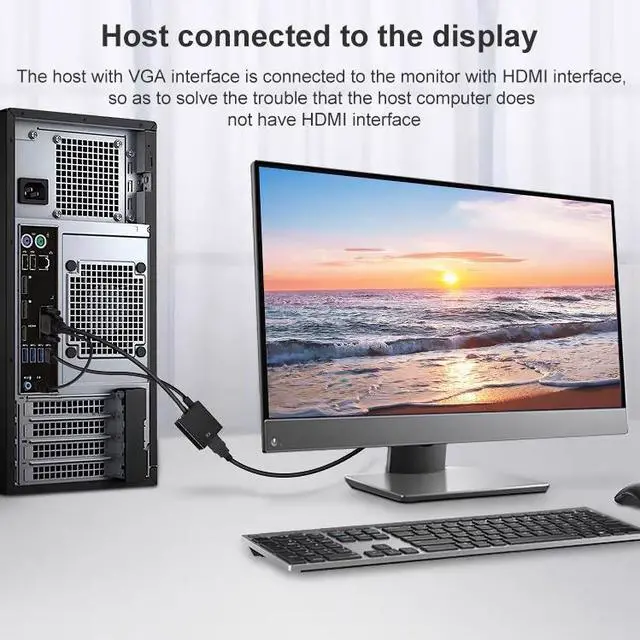 Alt view image 5 of 7 - HDCO-VGAM2 1080P VGA Male to HDMI Female Converter with 3.5mm Audio Cable