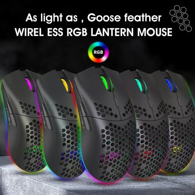 Alt view image 2 of 7 - HXSJ T66 7 Keys Colorful Lighting Programmable Gaming Wireless Mouse