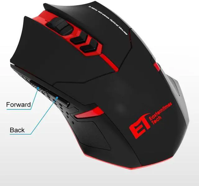 Alt view image 2 of 7 - ET X-08 7-keys 2400DPI 2.4G Wireless Mute Gaming Mouse with USB Receiver & Colorful Backlight