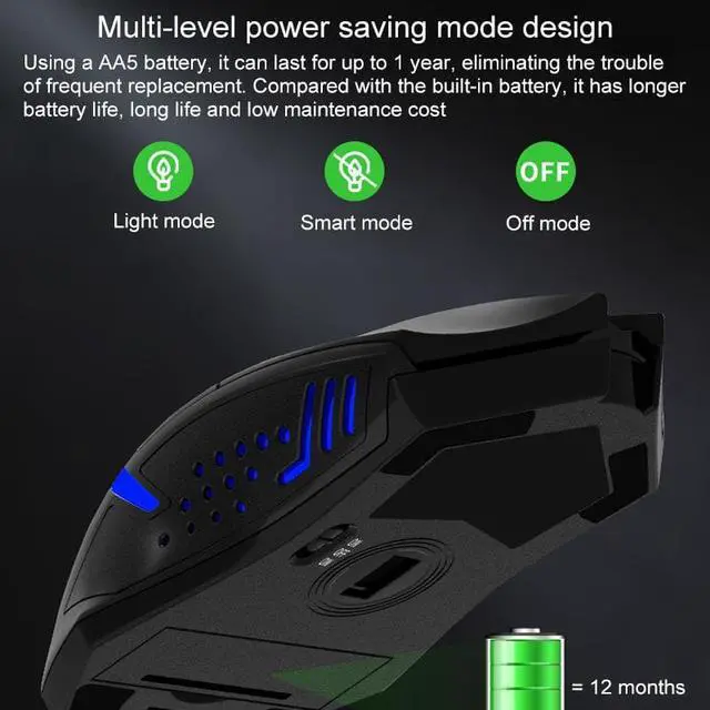 Alt view image 3 of 7 - ET X-08 7-keys 2400DPI 2.4G Wireless Mute Gaming Mouse with USB Receiver & Colorful Backlight