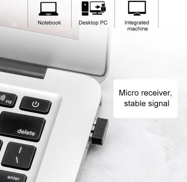 Alt view image 6 of 7 - ET X-08 7-keys 2400DPI 2.4G Wireless Mute Gaming Mouse with USB Receiver & Colorful Backlight