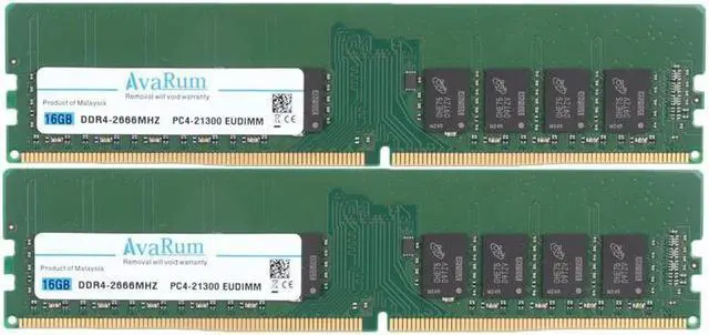 Main image of AVARUM RAM 32GB (2X16GB) DDR4 2666 MHz PC4-19200 ECC UDIMM for Dell PowerEdge T30 Memory RAM