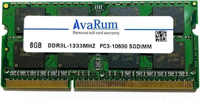 Main image of Avarum 8GB DDR3L 1333MHz SODIMM PC3L-10600 204-Pin 2Rx8 1.35V CL9 Non-ECC Unbuffered Notebook Laptop RAM Memory Upgrade Kit