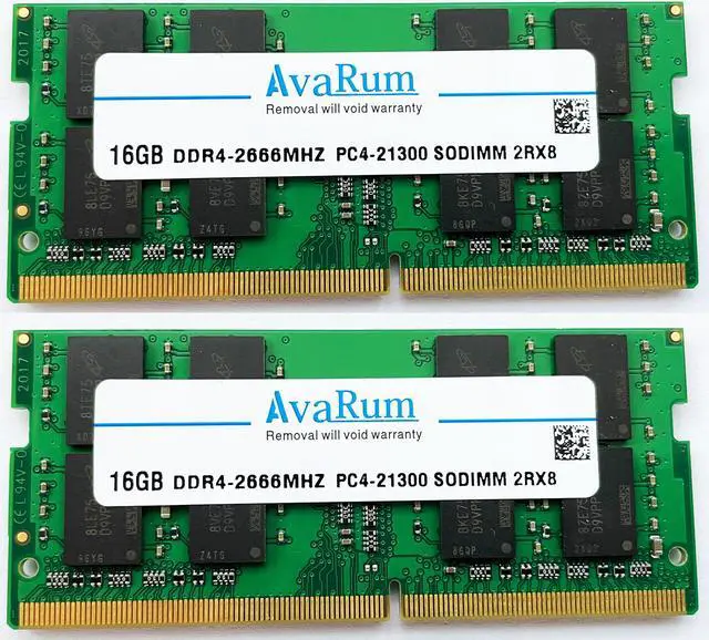 Main image of 32GB KIT (2X16GB) DDR4-2666Mhz (PC4-21300) SODIMM 2Rx8 Memory for Laptops Notebooks by Avarum Ram