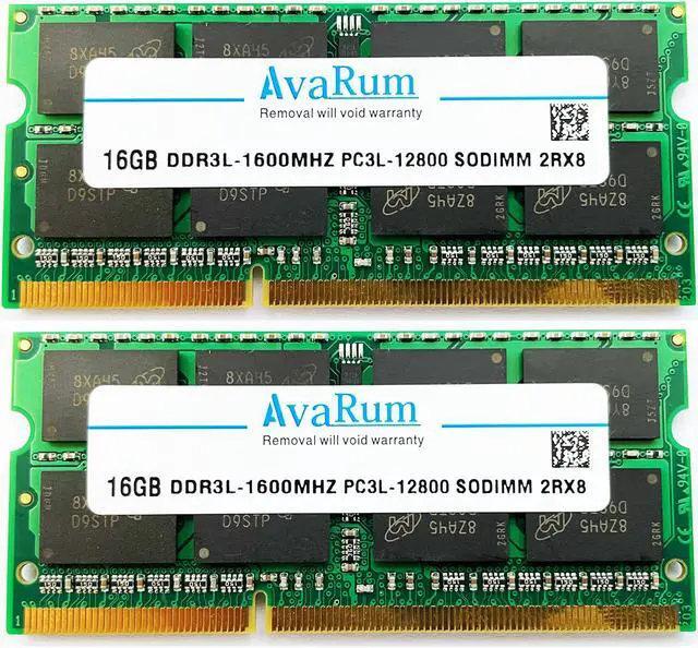 Main image of 32GB Kit 2X16GB DDR3L-1600Mhz PC3L-12800 2RX8 SO-DIMM Laptop Notebook Memory by AVARUM RAM