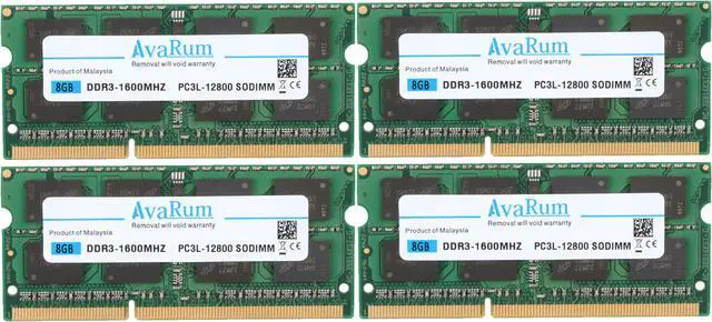 Main image of 32GB (4X8GB) DDR3L-1600Mhz (PC3L 12800) SODIMM 2Rx8 Memory for Laptops by Avarum Ram