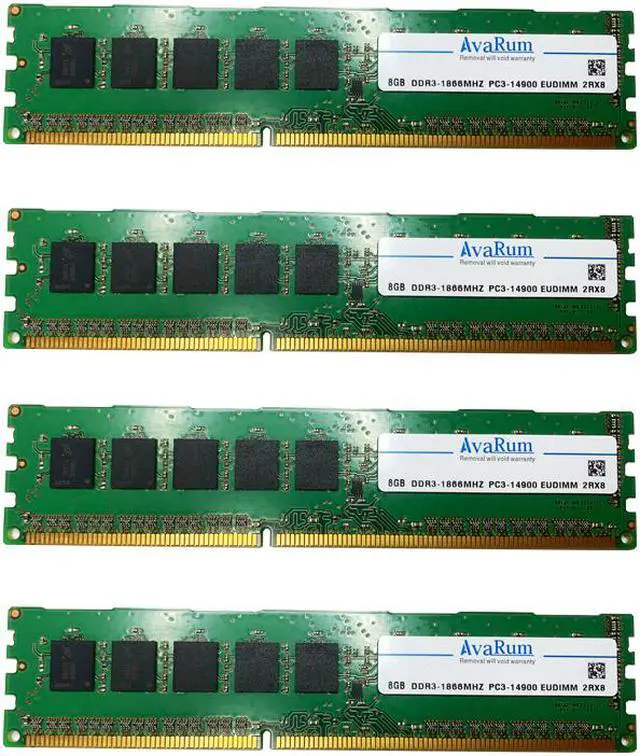 Main image of 32GB (4x8GB) DDR3 1866mhz(PC3 15000) ECC Unbuffered Memory RAM 2RX8 1.5V EUDIMM by Avarum