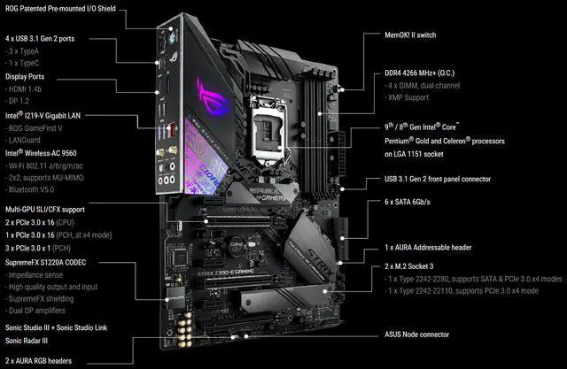 Alt view image 3 of 7 - Asus ROG STRIX Z390-E GAMING ATX Desktop Motherboard Combo Set with Intel Core i5-7400 LGA 1151 CPU 2pcs X 16GB = 32GB 3200MHz DDR4 Memory by Avarum Ram