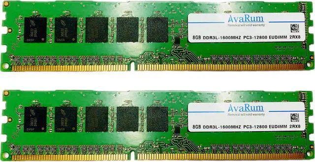 Main image of 16GB Kit (2X8GB) DDR3L 1600 PC3L-12800 2Rx8 ECC Unbuffered EUDIMM Memory by Avarum RAM