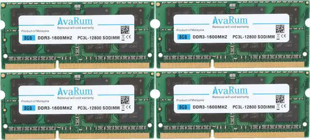 Main image of 32GB (4x8GB) DDR3 1600 (PC3 12800) SODIMM Laptop Memory RAM