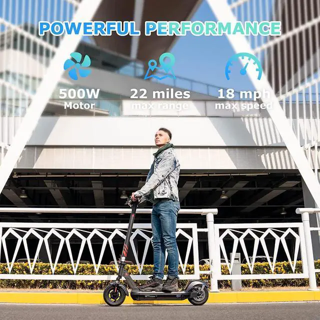 Alt view image 6 of 7 - RCB Electric Scooter for Adults with APP, Front and Rear Double Shock Absorption, 500W Power, 22 Miles Long Range & Max Speed 18MPH, 10" Inner Honeycomb Tires, e Scooter Folding & Waterproof Certified