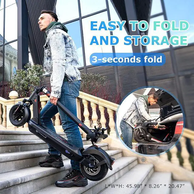 Alt view image 5 of 7 - RCB Electric Scooter for Adults with APP, Front and Rear Double Shock Absorption, 500W Power, 22 Miles Long Range & Max Speed 18MPH, 10" Inner Honeycomb Tires, e Scooter Folding & Waterproof Certified