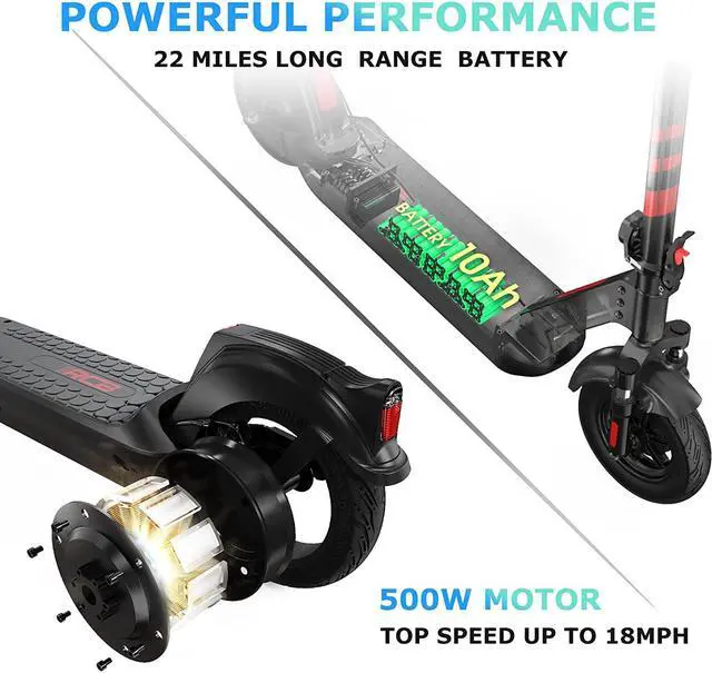 Alt view image 4 of 7 - RCB Electric Scooter for Adults with APP, Front and Rear Double Shock Absorption, 500W Power, 22 Miles Long Range & Max Speed 18MPH, 10" Inner Honeycomb Tires, e Scooter Folding & Waterproof Certified