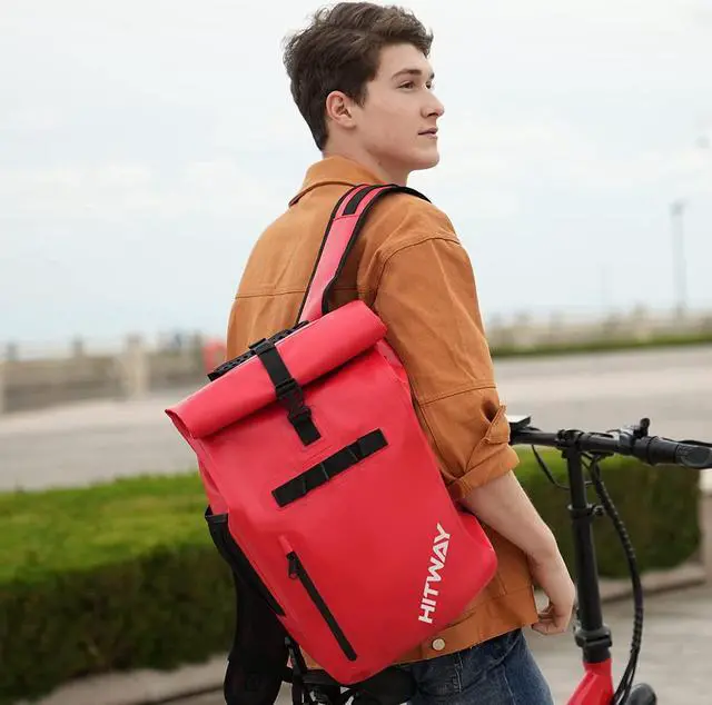 Alt view image 6 of 6 - HITWAY Bike Pannier Bag Waterproof Bike Bag 29L Large Capacity Bike Rear Seat Trunk Bag Red
