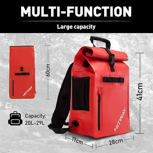 Alt view image 3 of 6 - HITWAY Bike Pannier Bag Waterproof Bike Bag 29L Large Capacity Bike Rear Seat Trunk Bag Red