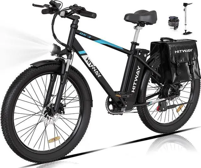 Main image of HITWAY Electric Bike for Adults, 750W/48V/14Ah Ebike with Removable Battery, 20MPH/35-75Miles with 26"×3.0 Fat Tire, Shimano 7-Speed Transmission Black/Blue