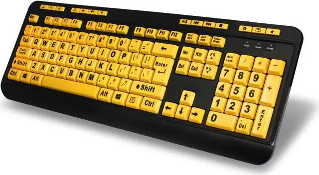 Alt view image 2 of 2 - Adesso EasyTouch 132 - Florescent Yellow Multimedia Desktop Keyboard - Cable Connectivity - USB Interface - 122 Key - English (US) - PC, Mac, iOS - Membrane Keyswitch - Fluorescent Yellow, Black