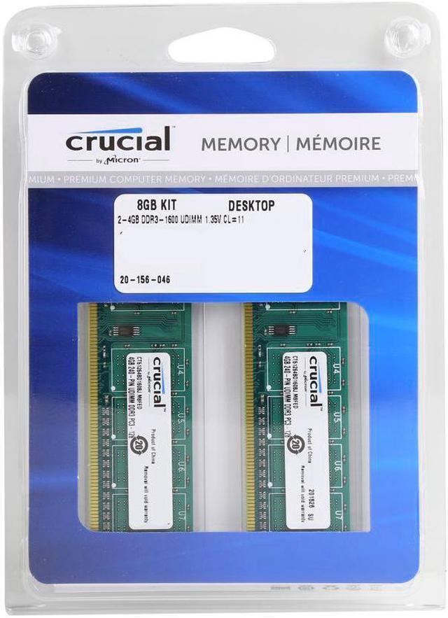 Crucial 8GB (2 x 4GB) 240-Pin DDR3 SDRAM DDR3L 1600 (PC3L 12800