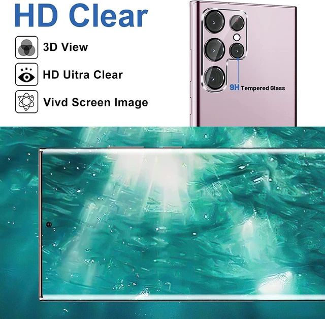 Alt view image 6 of 7 - [2+2 Pack Galaxy S22 Ultra Screen Protector 9H Tempered Glass Ultrasonic Fingerprint Support 3D Curved HD Clear Scratch Resistant for Galaxy S22 Ultra 5G Glass Screen Protector